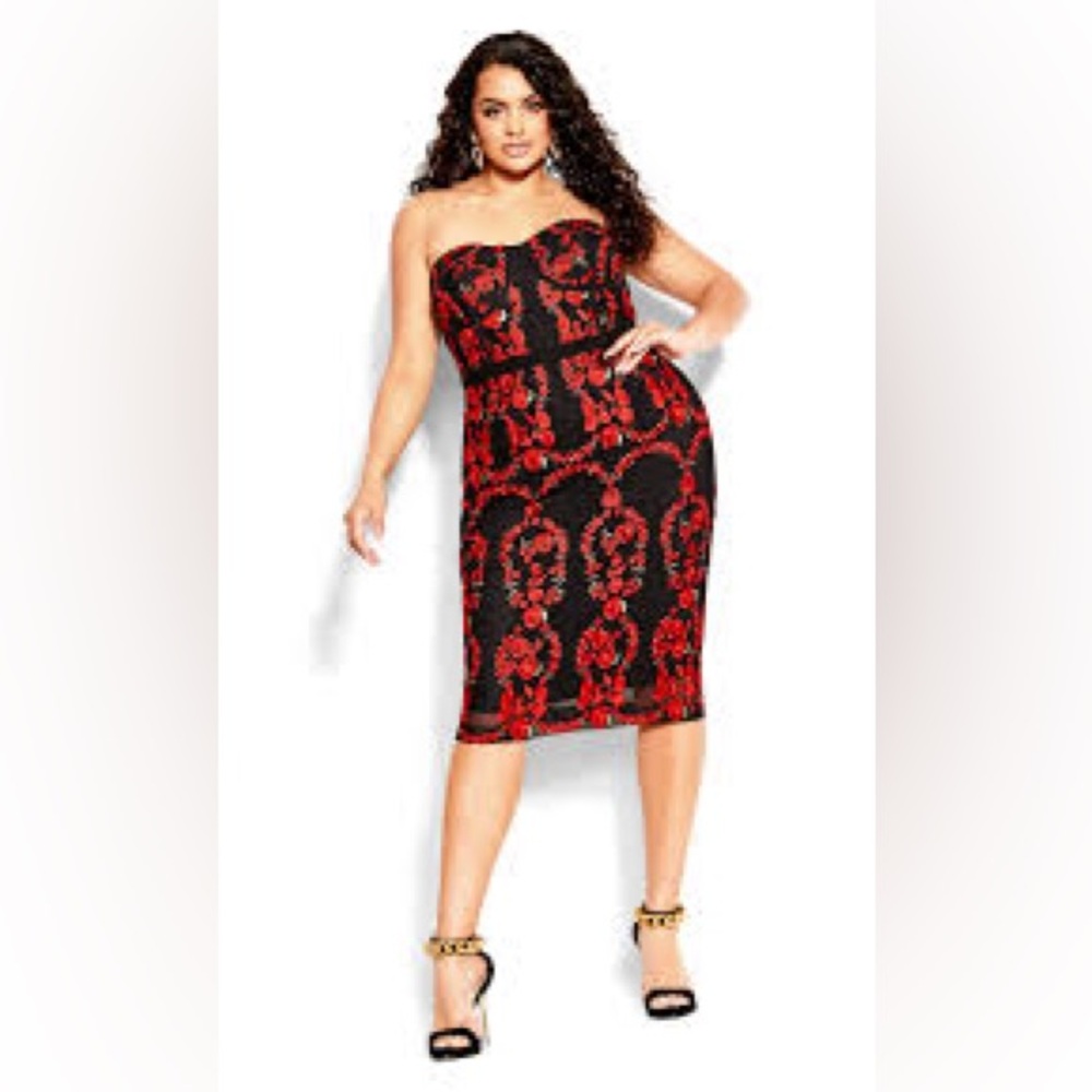 Dolce Roses Strapless Dress